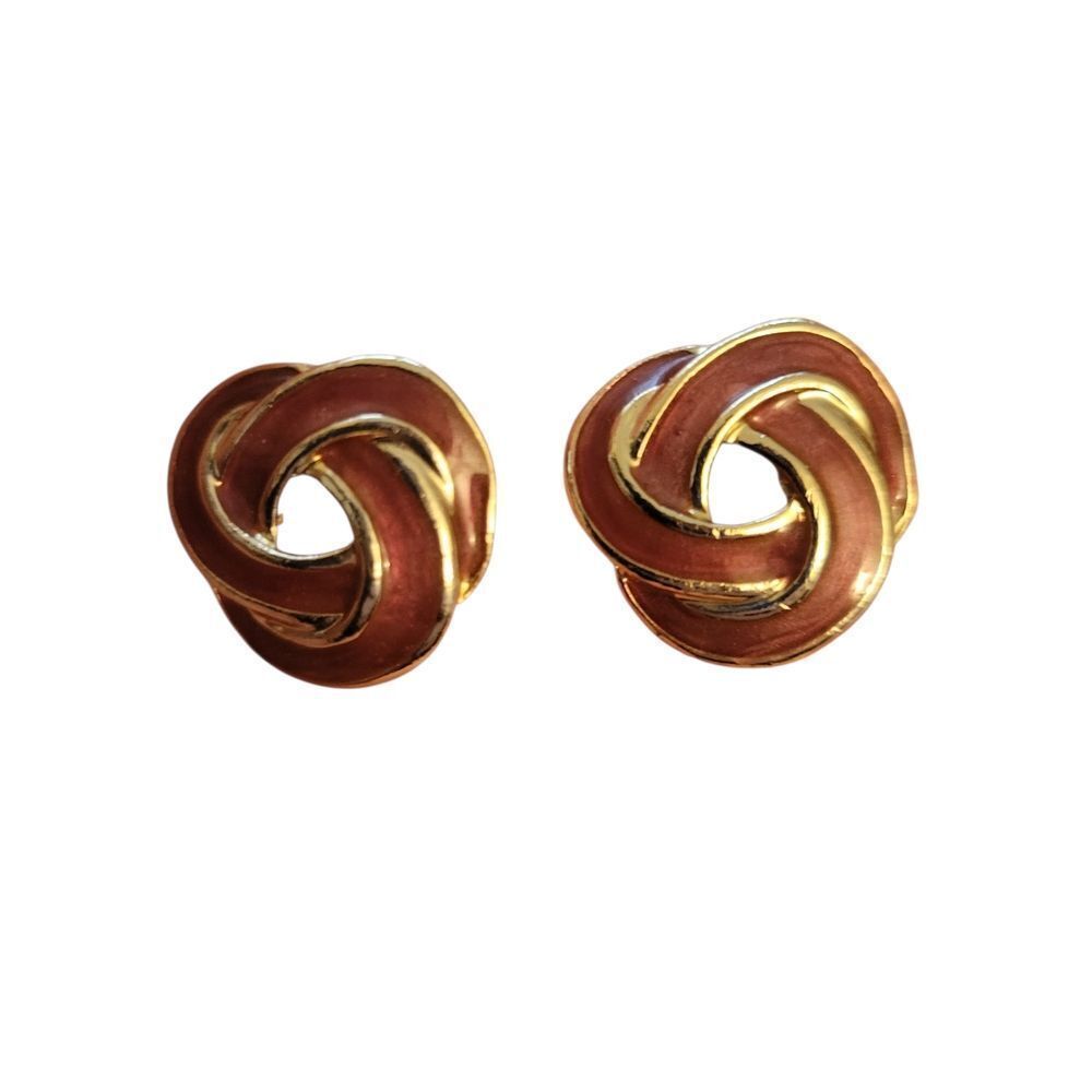 Elegant Gold and Brown Knot Earrings